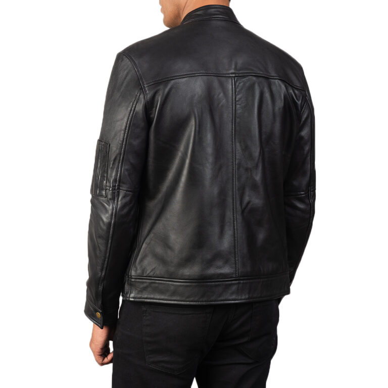 Mens Tea House Black Leather Jacket6200-8-1568638306776